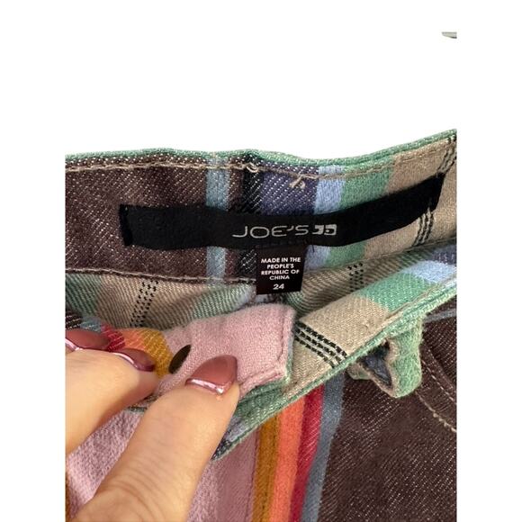 Joe's Jeans Denim Jean Cutoff Multi-Color Striped Waist Low Rise Shorts 24 New - Picture 5 of 7